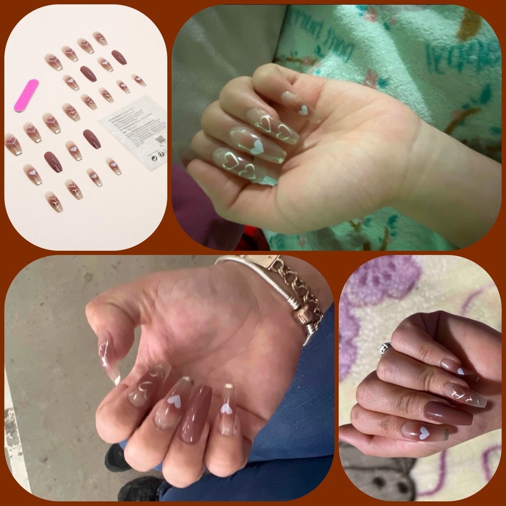 🤎24 PIECE HEART NAILS🤎